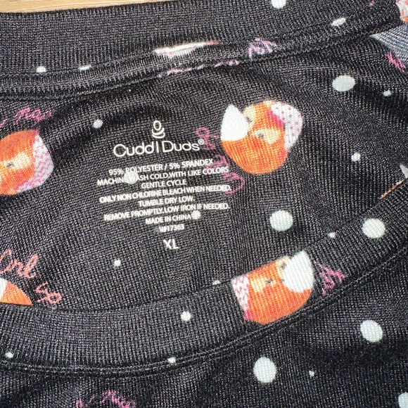 Cuddl Duds Fox Pattern Black Pajama Set - Picture 3 of 10